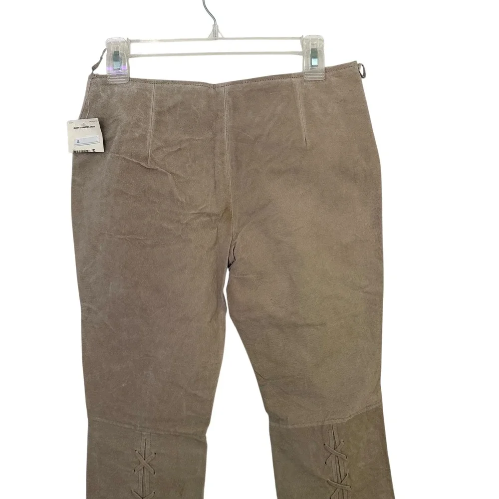 VTG Y2K Joe Boxer Lace Up Suede Leather Flare Pants BOHO Western Hippie‎ Size 5